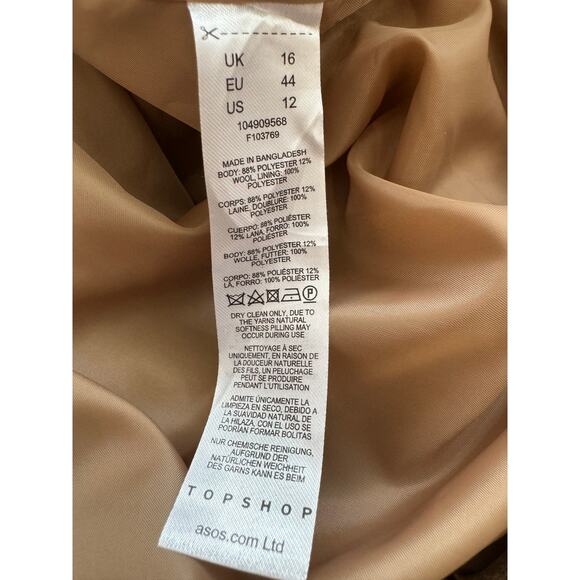 New ~ TOPSHOP , NORDSTROM ~  Wool Blend Belted Shirt Jacket Size 12 - Picture 6 of 9